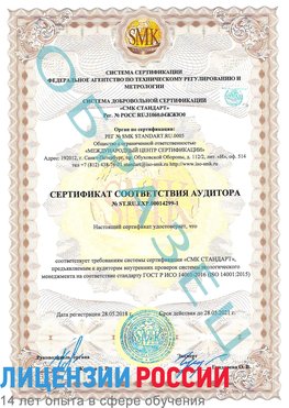 Образец сертификата соответствия аудитора №ST.RU.EXP.00014299-1 Ялта Сертификат ISO 14001